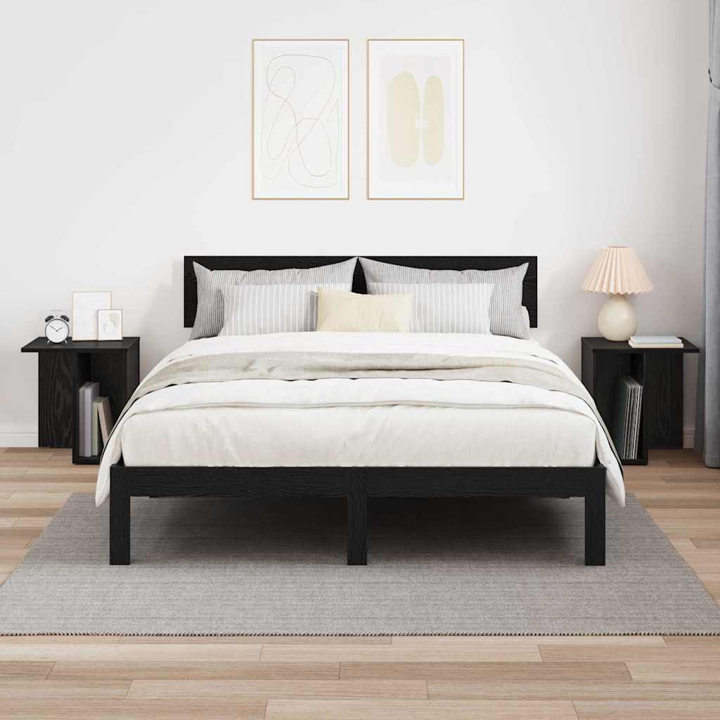 vidaXL End Table 2 pcs Black Oak 37 x 32 x 40 cm Engineered Wood