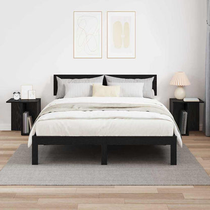 vidaXL End Table 2 pcs Black Oak 37 x 32 x 40 cm Engineered Wood