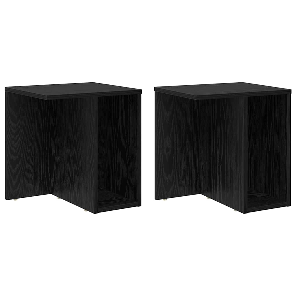 vidaXL End Table 2 pcs Black Oak 37 x 32 x 40 cm Engineered Wood