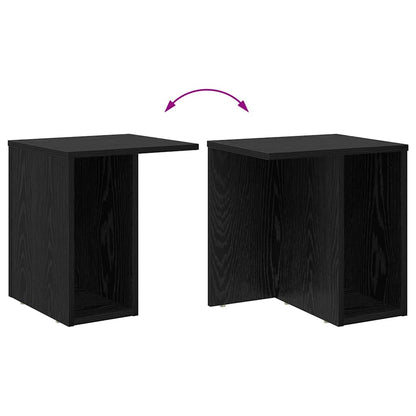 vidaXL End Table 2 pcs Black Oak 37 x 32 x 40 cm Engineered Wood