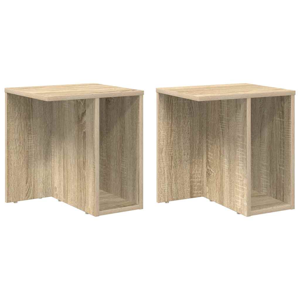 vidaXL End Table 2 pcs Sonoma Oak 37 x 32 x 40 cm Engineered Wood