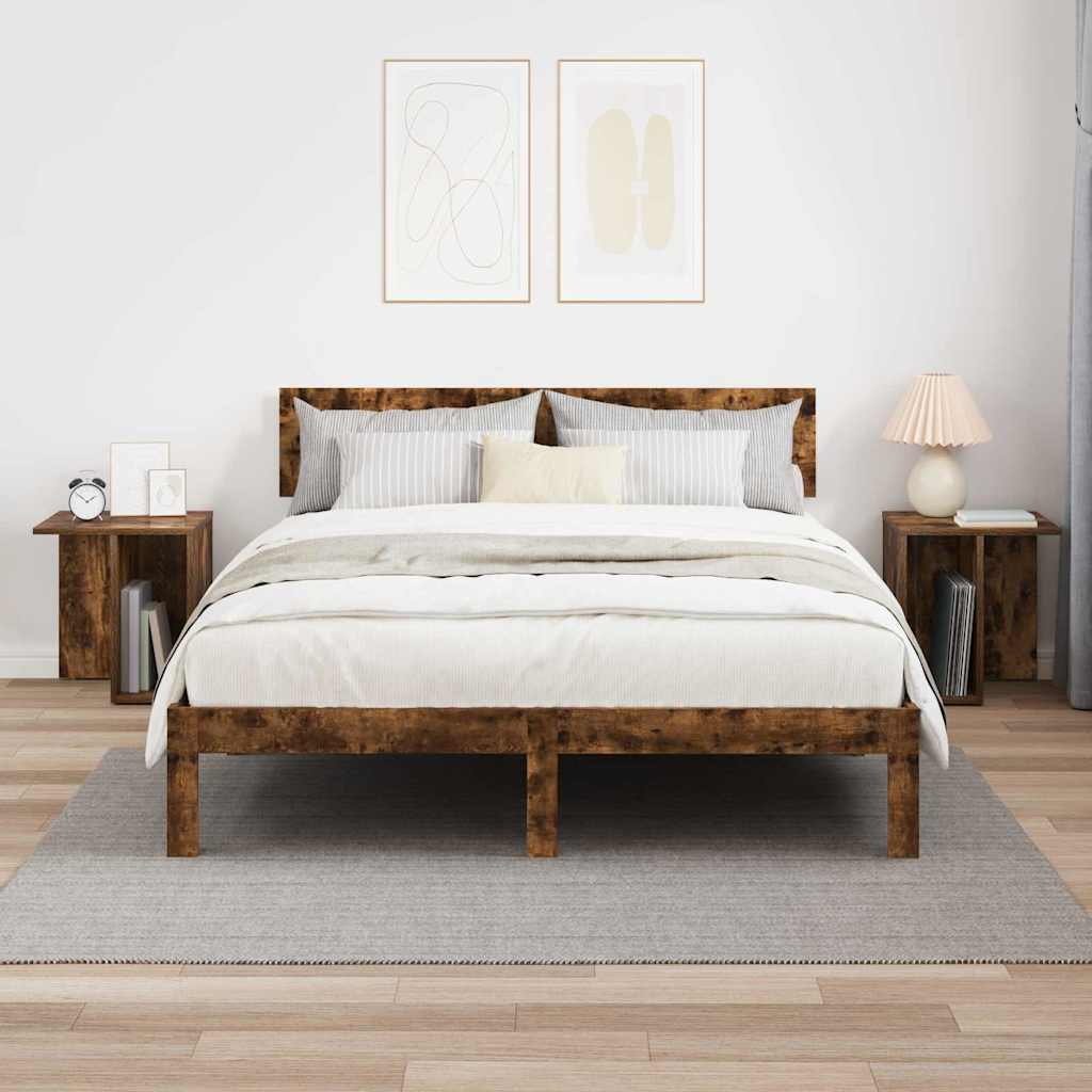 vidaXL End Table 2 pcs Smoked Oak 37 x 32 x 40 cm Engineered Wood