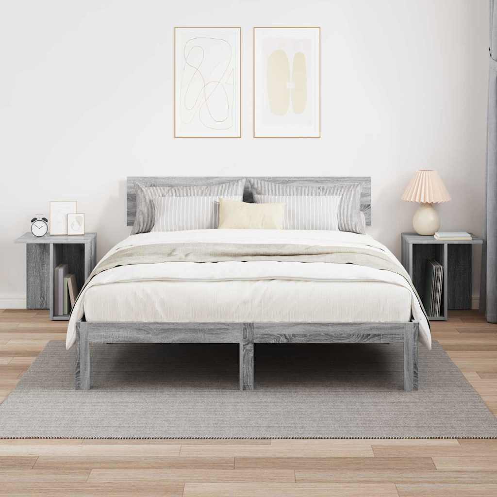 vidaXL End Table 2 pcs Grey Sonoma 37 x 32 x 40 cm Engineered Wood