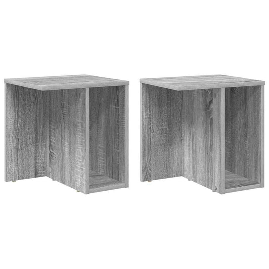 vidaXL End Table 2 pcs Grey Sonoma 37 x 32 x 40 cm Engineered Wood