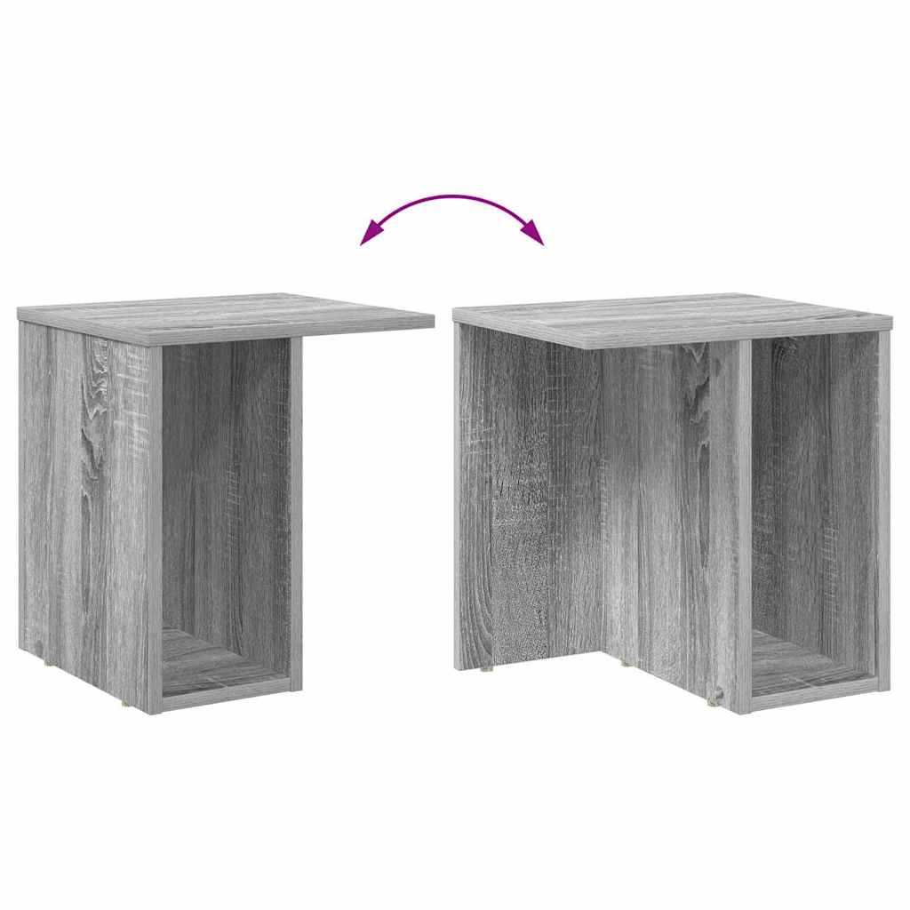 vidaXL End Table 2 pcs Grey Sonoma 37 x 32 x 40 cm Engineered Wood