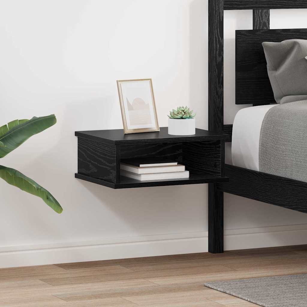 vidaXL Bedside Table 2 pcs Black Oak 40 x 31 x 15 cm Engineered Wood