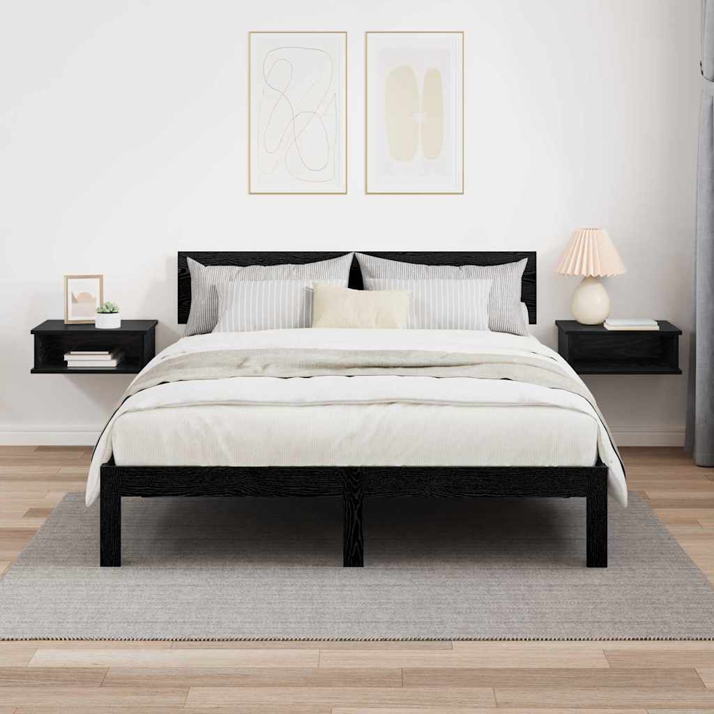 vidaXL Bedside Table 2 pcs Black Oak 40 x 31 x 15 cm Engineered Wood