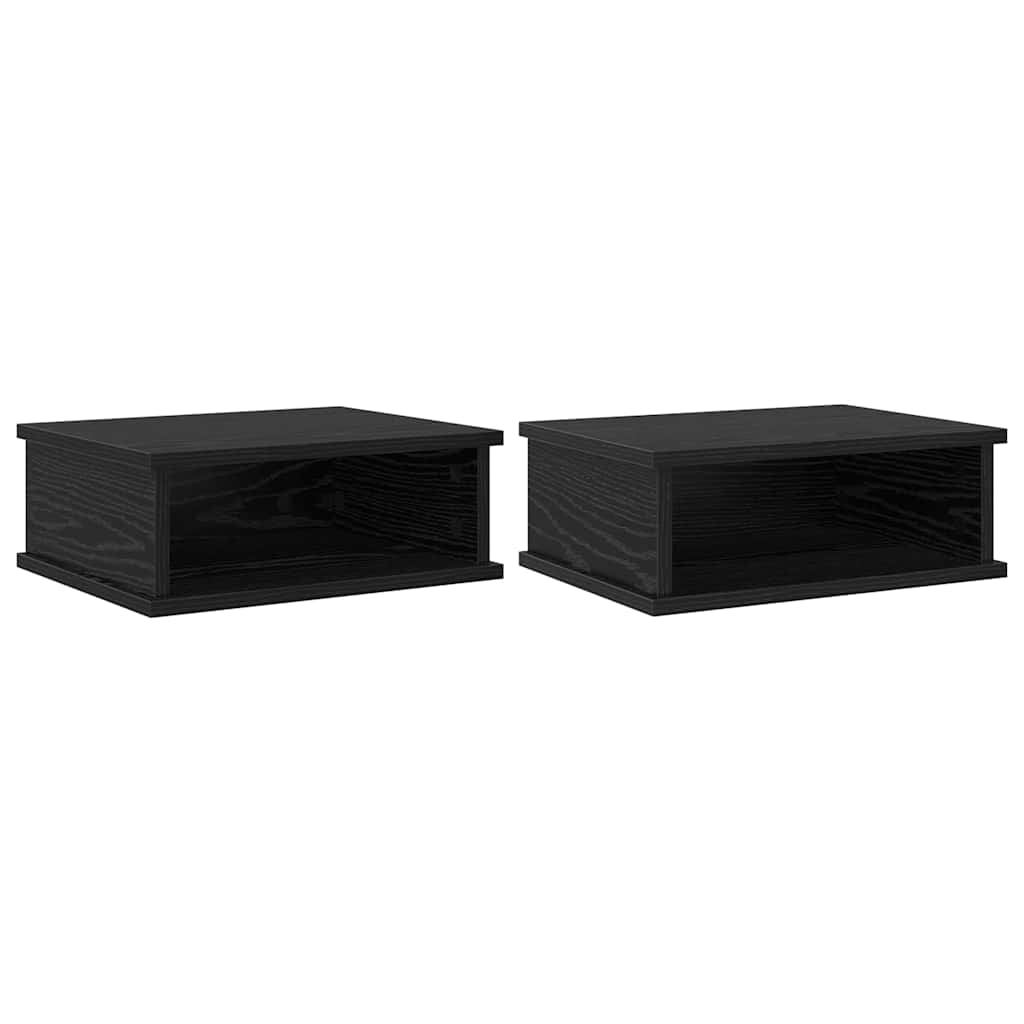 vidaXL Bedside Table 2 pcs Black Oak 40 x 31 x 15 cm Engineered Wood