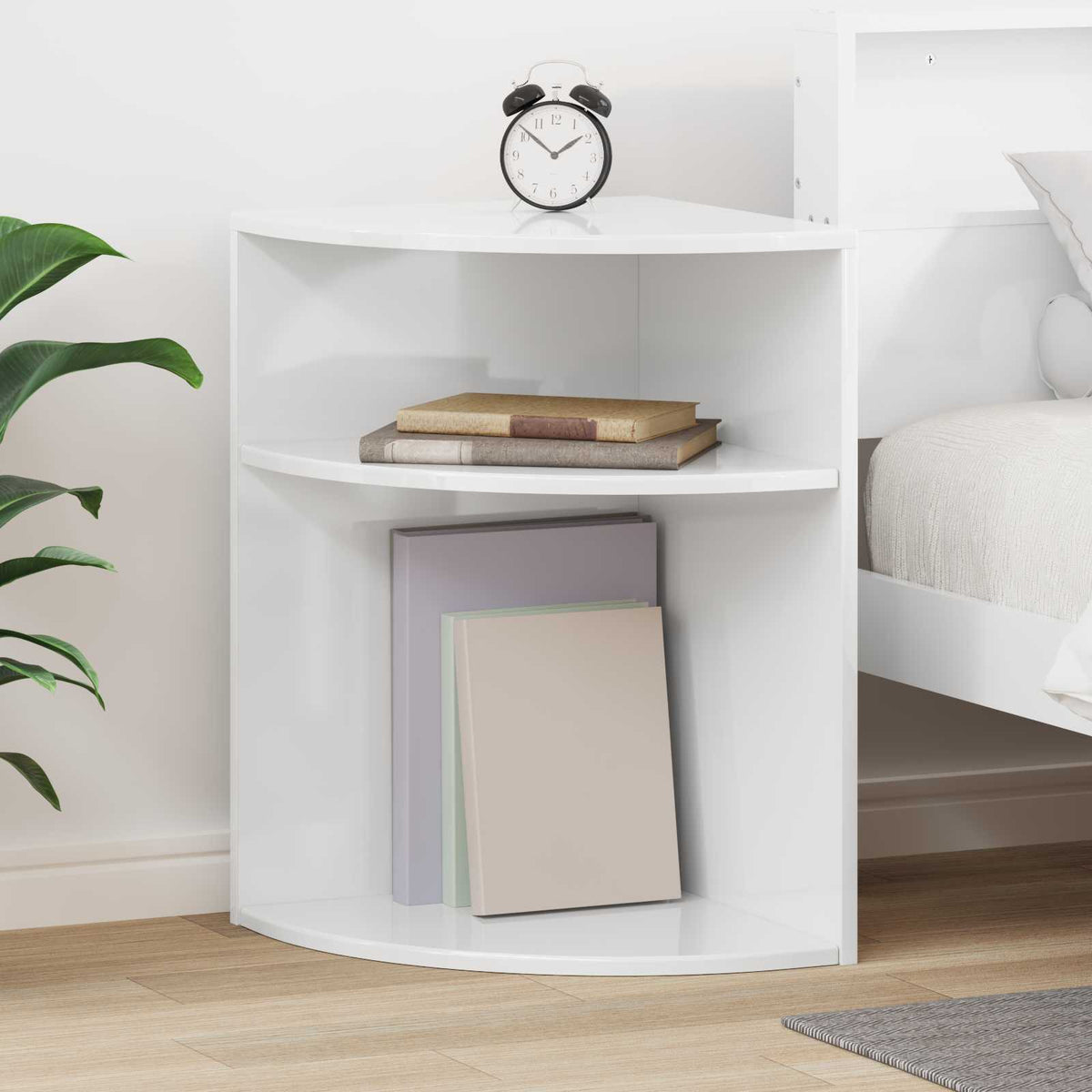 vidaXL End Table 39.5 x 39.5 x 60 cm Engineered Wood High Gloss White