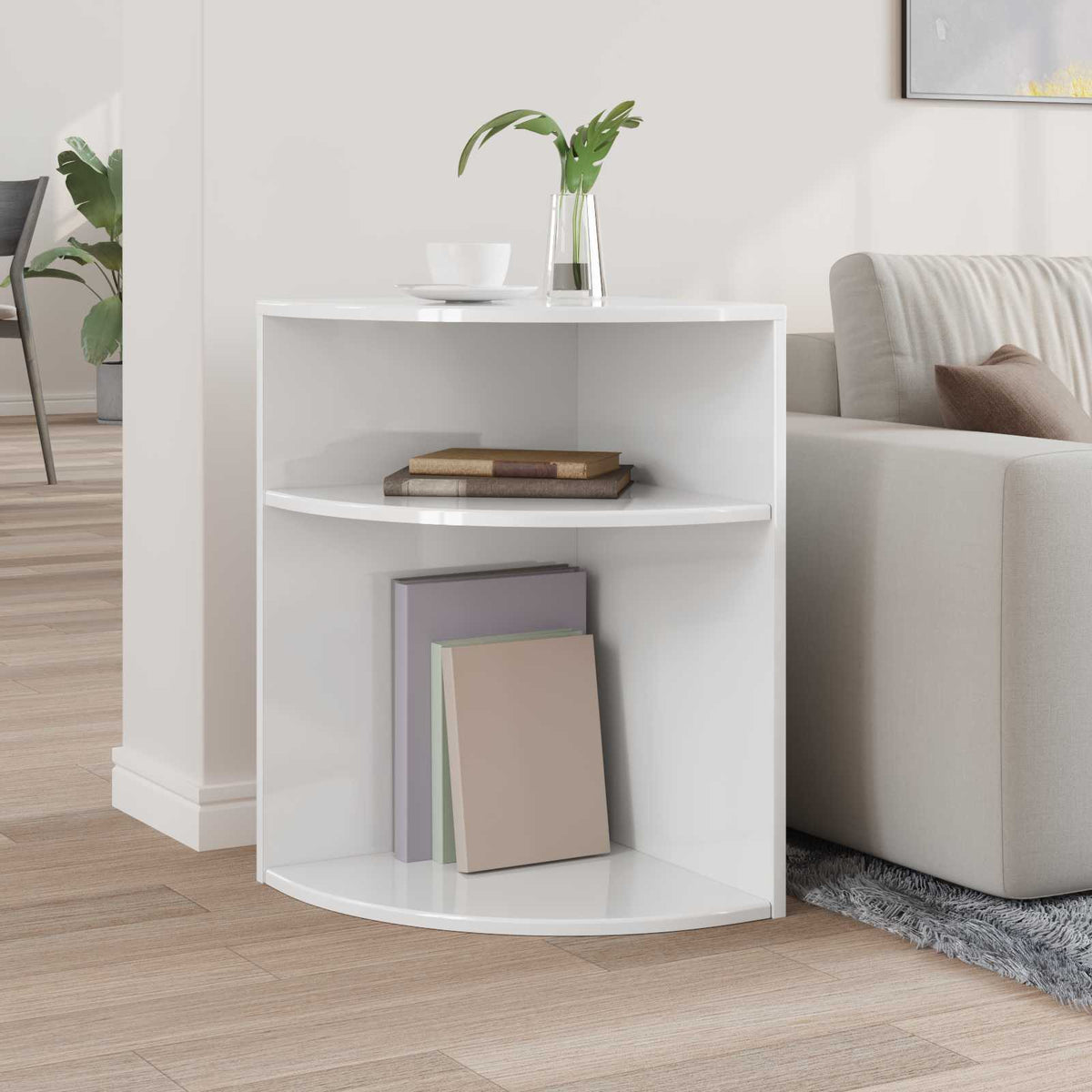 vidaXL End Table 39.5 x 39.5 x 60 cm Engineered Wood High Gloss White