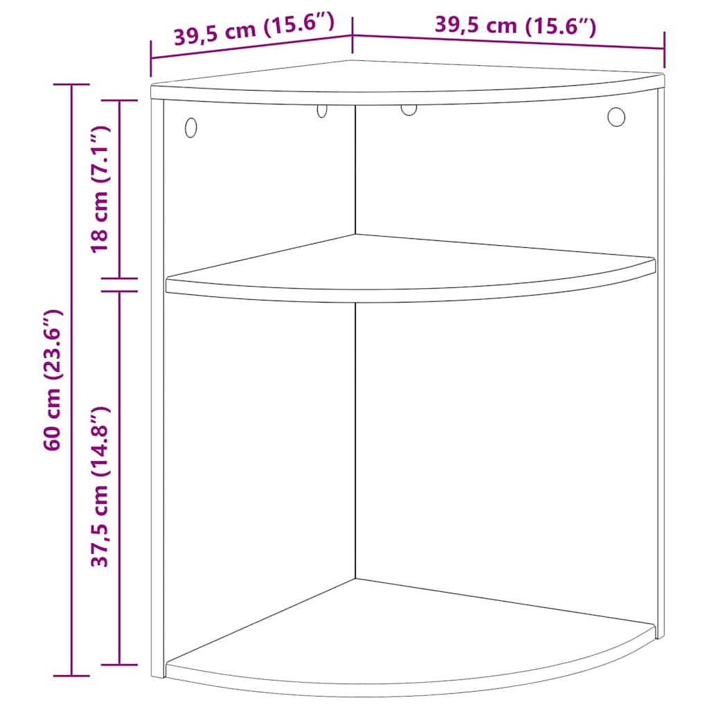 vidaXL End Table Grey Sonoma 39.7 x 39.7 x 60 cm Engineered Wood