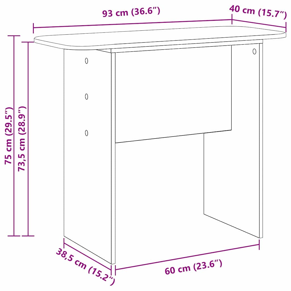 vidaXL Console Table Sonoma Oak 93 x 40 x 75 cm Engineered Wood