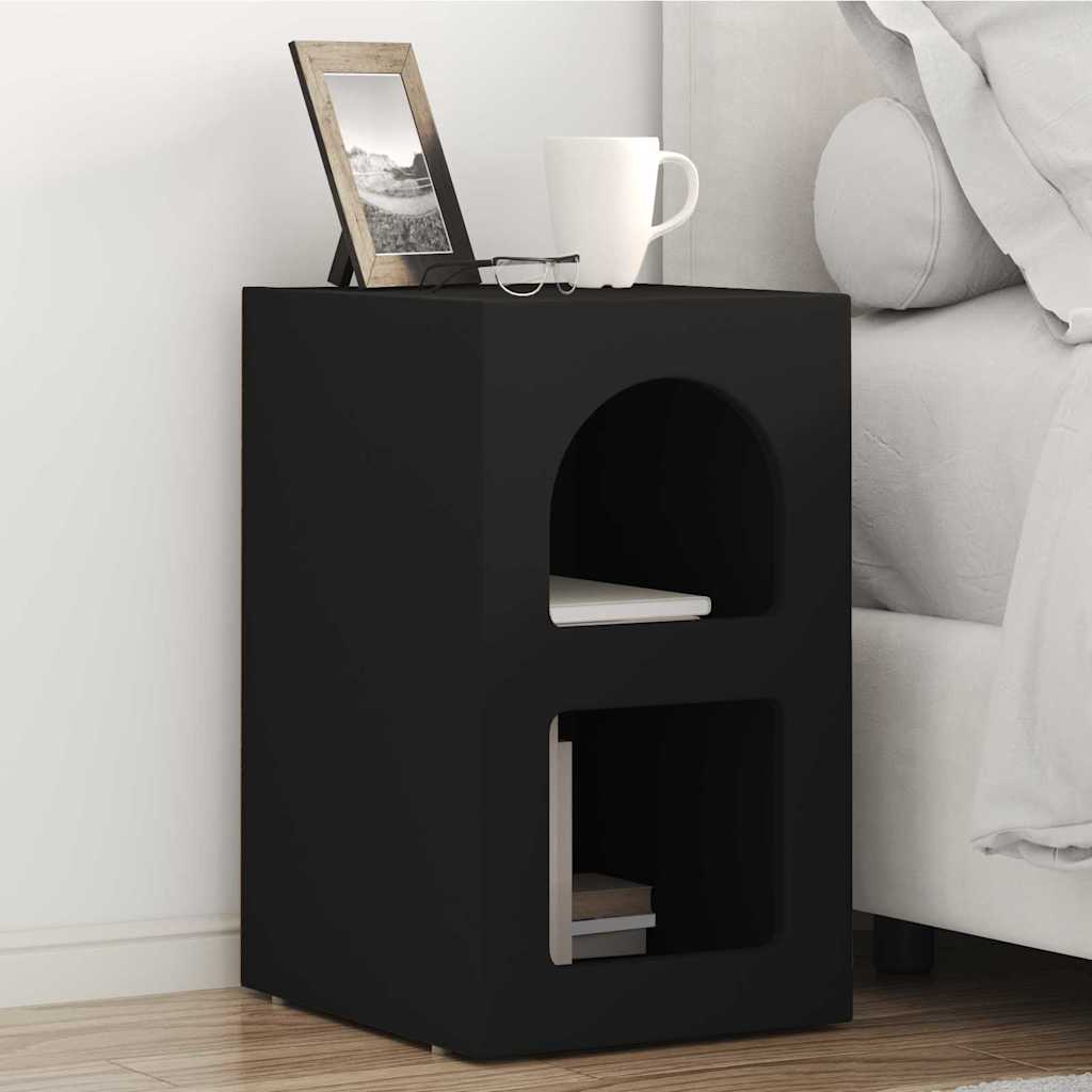 vidaXL Bedside Table ELST Black 29.5 x 33.5 x 50 cm Engineered Wood