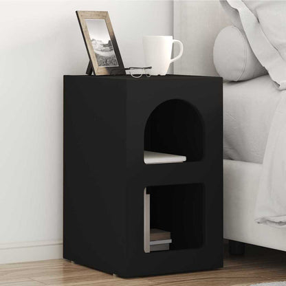 vidaXL Bedside Table ELST Black 29.5 x 33.5 x 50 cm Engineered Wood