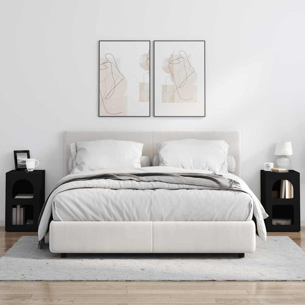 vidaXL Bedside Table ELST 2 pcs Black 29.5 x 33.5 x 50 cm