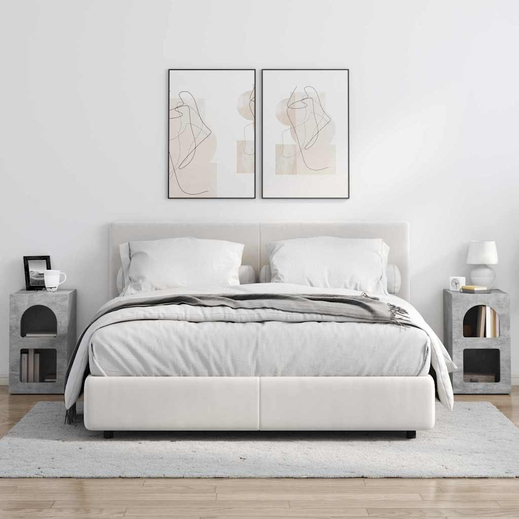 vidaXL Bedside Table ELST 2 pcs Concrete Grey 29.5 x 33.5 x 50 cm