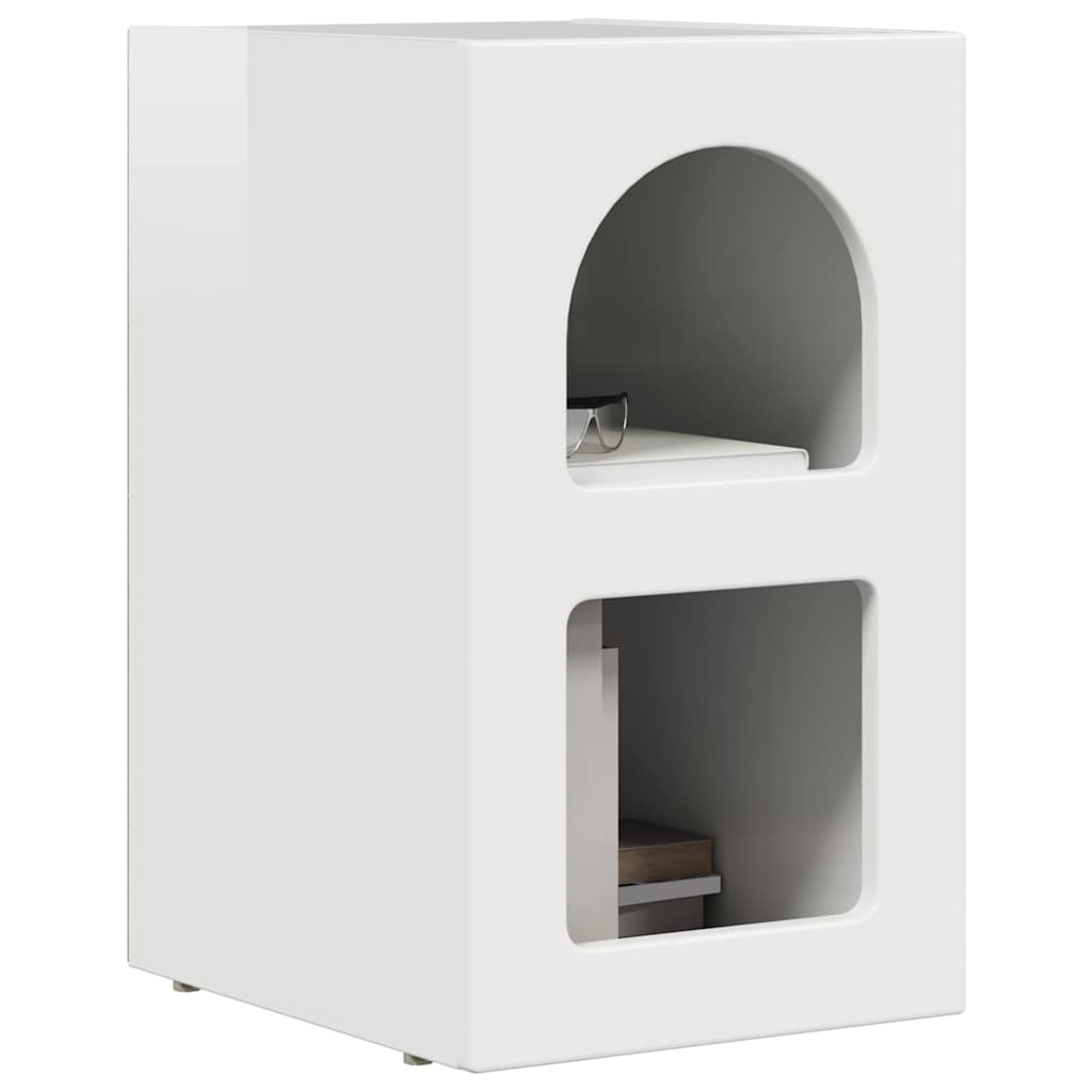 vidaXL Bedside Table ELST High Gloss White 29.5 x 33.5 x 50 cm