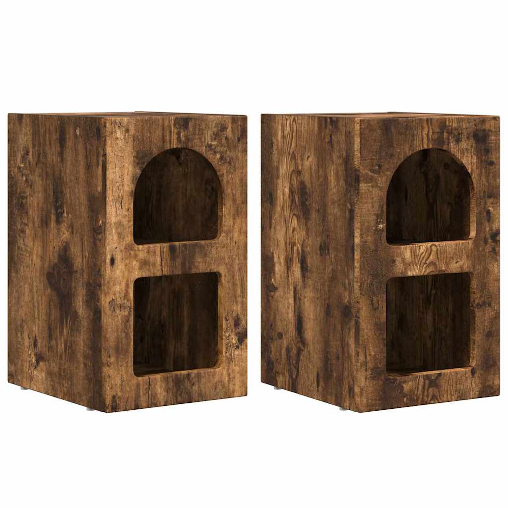 vidaXL Bedside Table ELST 2 pcs Smoked Oak 29.5 x 33.5 x 50 cm