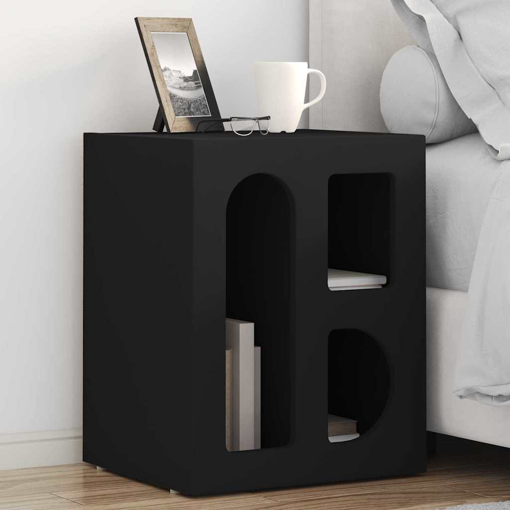 vidaXL Bedside Table ELST Black 40 x 35 x 50 cm Engineered Wood