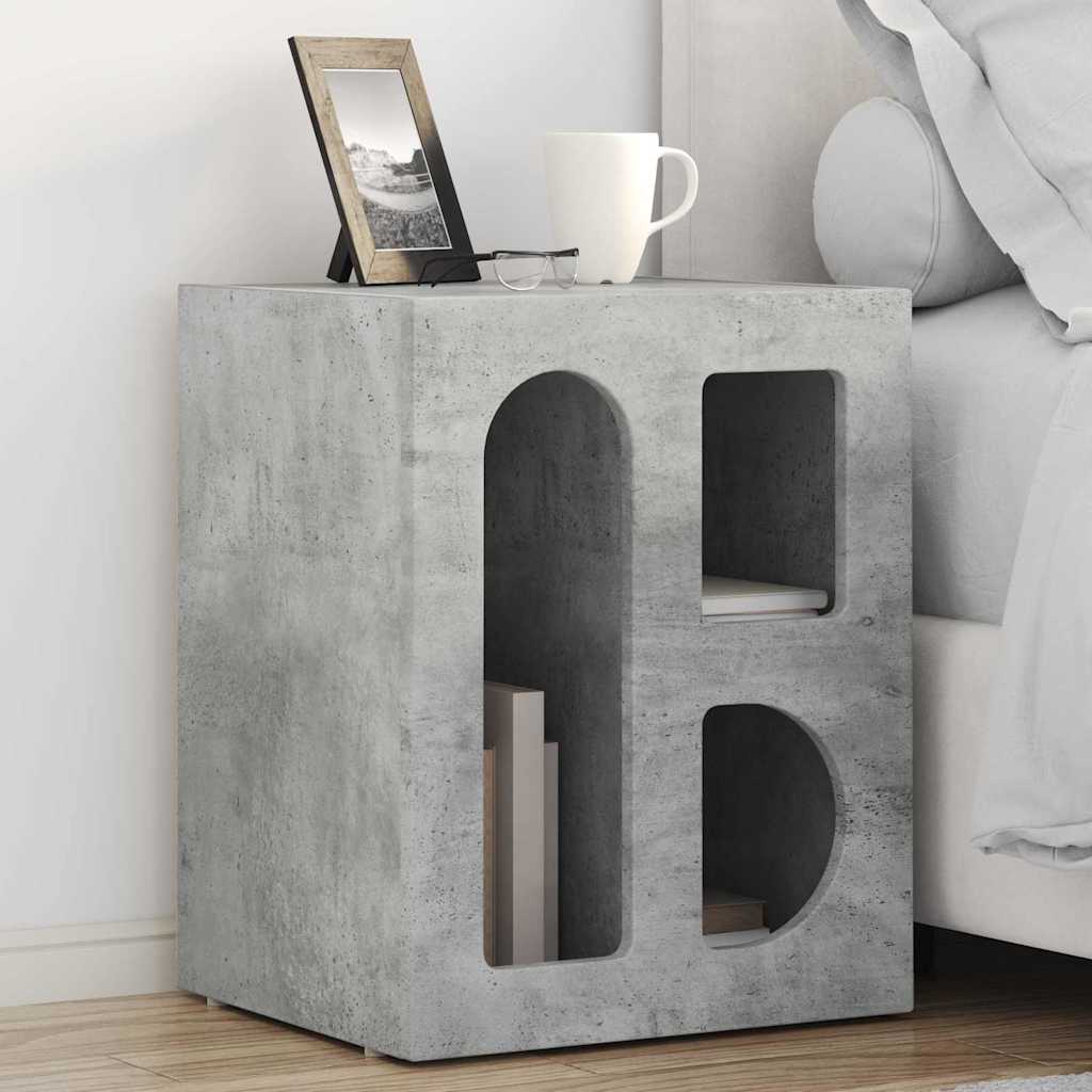 vidaXL Bedside Table ELST Concrete Grey 40 x 35 x 50 cm
