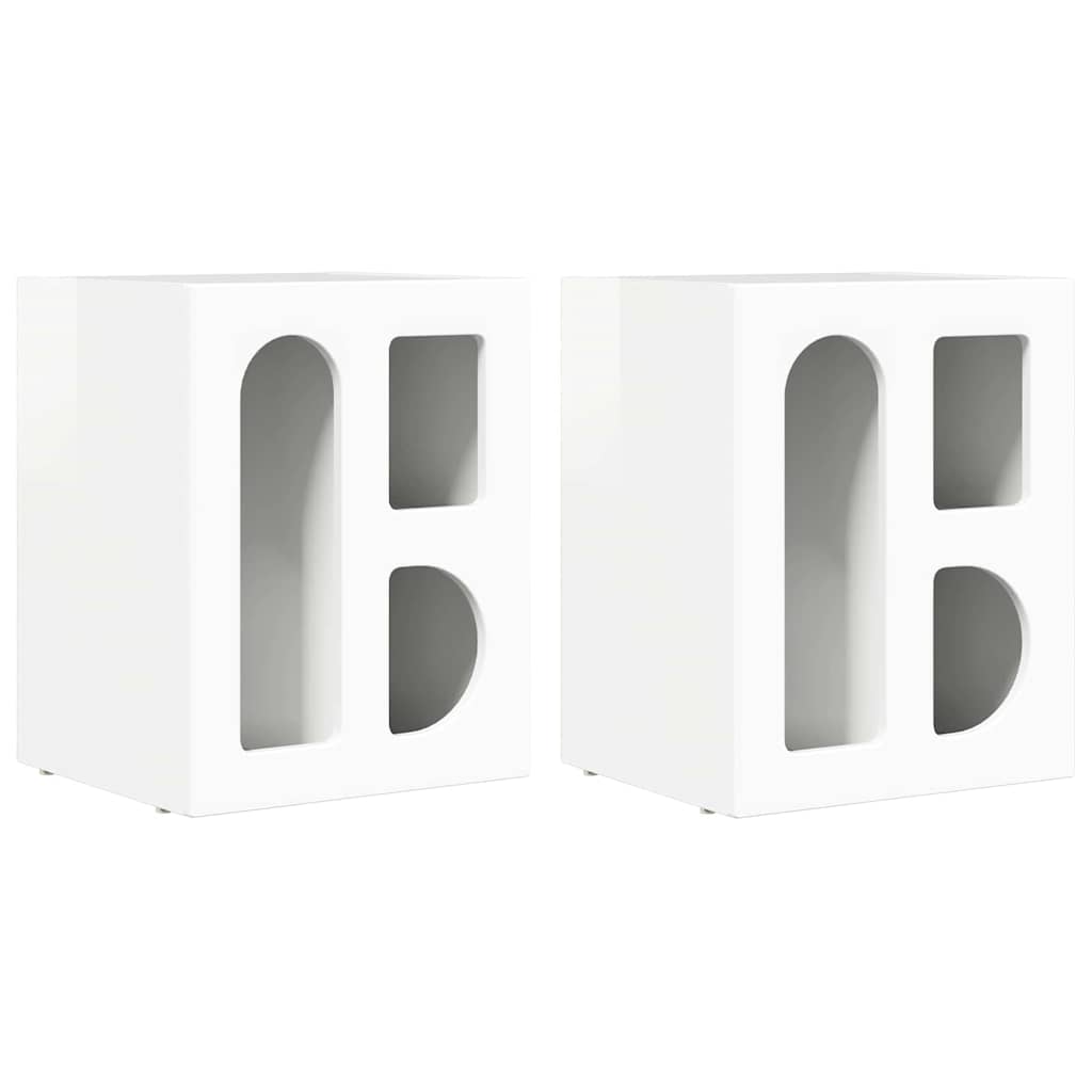 vidaXL Bedside Table 2 pcs High Gloss White 40 x 35 x 50 cm