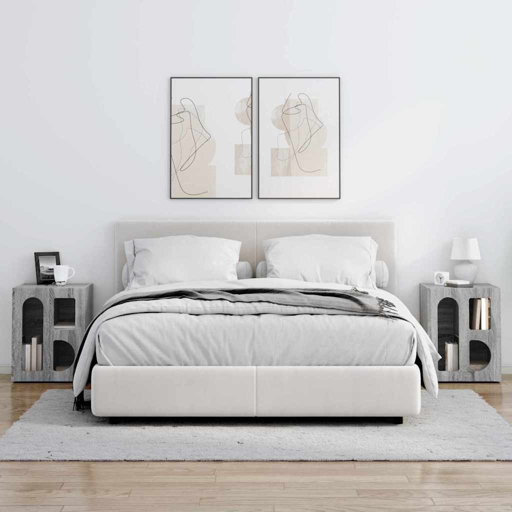 vidaXL Bedside Table ELST 2 pcs Grey Sonoma 40 x 35 x 50 cm