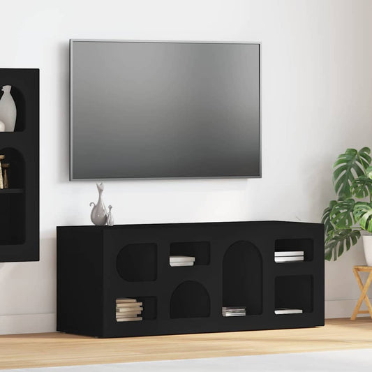 vidaXL TV Cabinet ELST 100 x 35 x 40 cm Black Engineered Wood