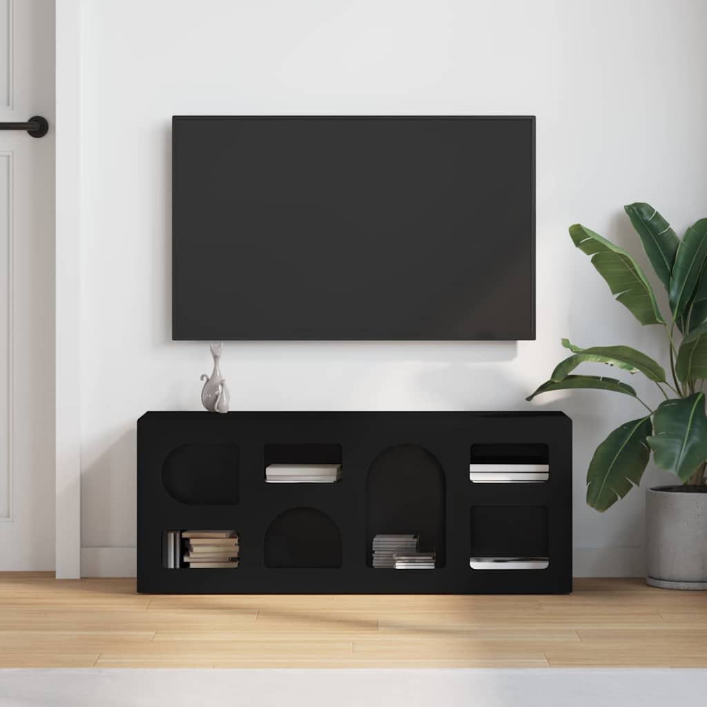 vidaXL TV Cabinet ELST 100 x 35 x 40 cm Black Engineered Wood
