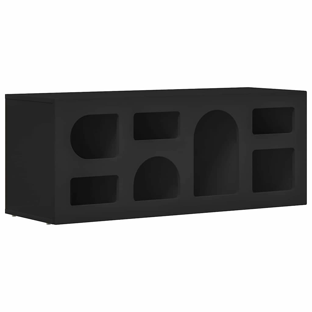 vidaXL TV Cabinet ELST 100 x 35 x 40 cm Black Engineered Wood
