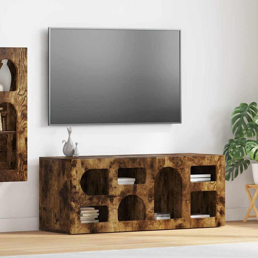 vidaXL TV Cabinet ELST 100 x 35 x 40 cm Smoked Oak Engineered Wood