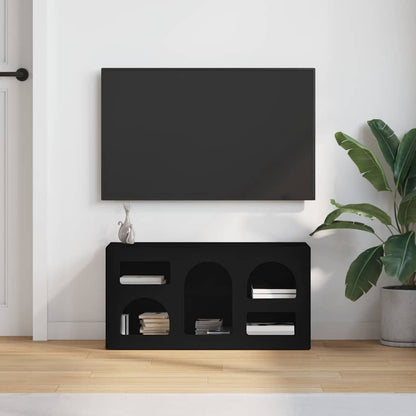 vidaXL TV Cabinet ELST 80 x 35 x 40 cm Black Engineered Wood