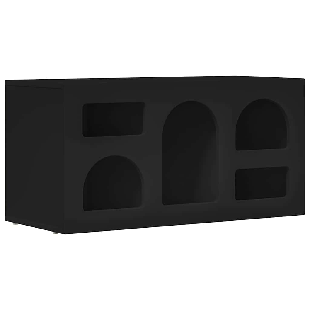 vidaXL TV Cabinet ELST 80 x 35 x 40 cm Black Engineered Wood