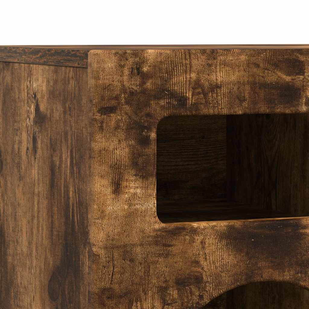 vidaXL TV Cabinet ELST 80 x 35 x 40 cm Smoked Oak Engineered Wood