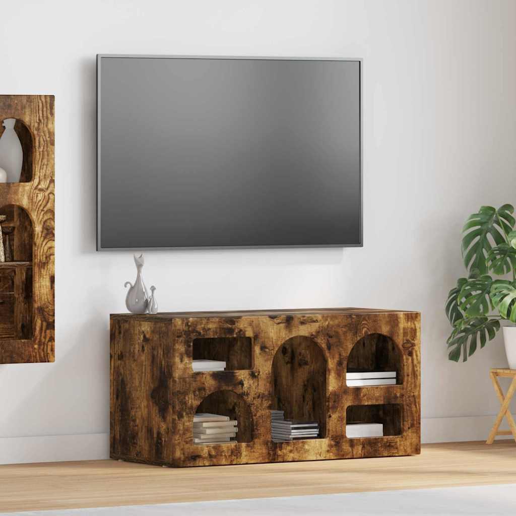 vidaXL TV Cabinet ELST 80 x 35 x 40 cm Smoked Oak Engineered Wood