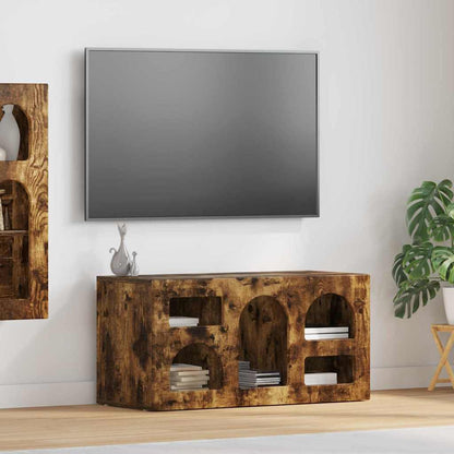 vidaXL TV Cabinet ELST 80 x 35 x 40 cm Smoked Oak Engineered Wood