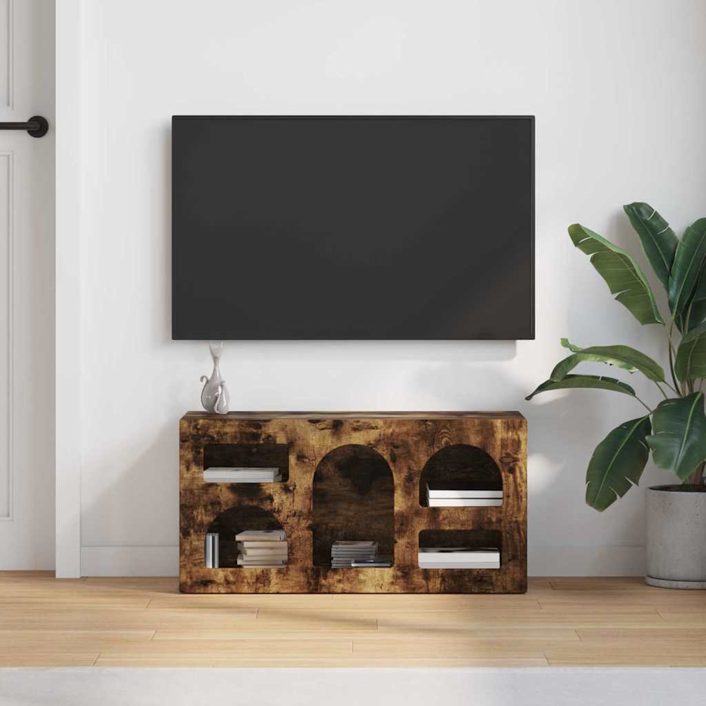 vidaXL TV Cabinet ELST 80 x 35 x 40 cm Smoked Oak Engineered Wood