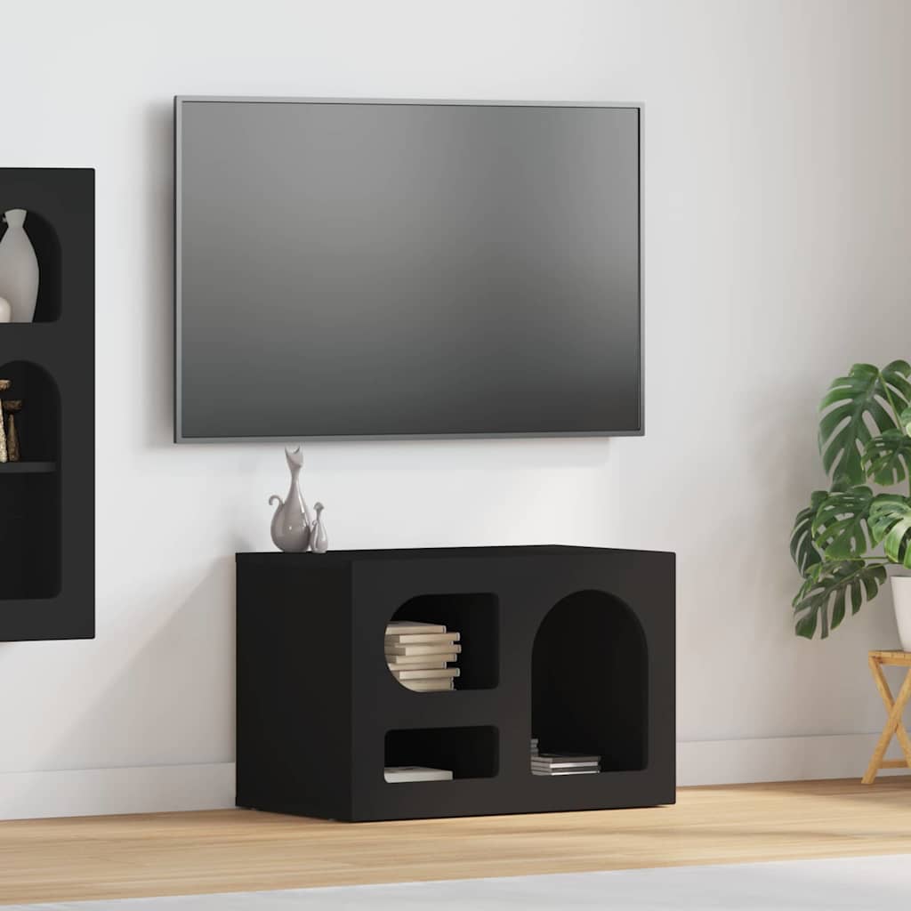 vidaXL TV Cabinet ELST 60 x 35 x 40 cm Black Engineered Wood