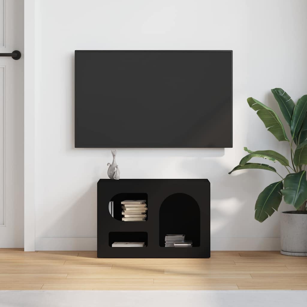vidaXL TV Cabinet ELST 60 x 35 x 40 cm Black Engineered Wood