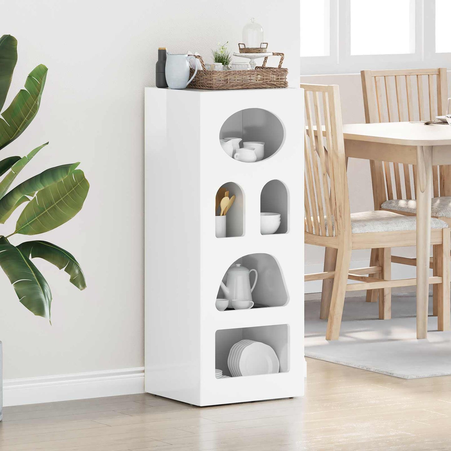 vidaXL Sideboard ELST High Gloss White 40 x 35 x 100.5 cm