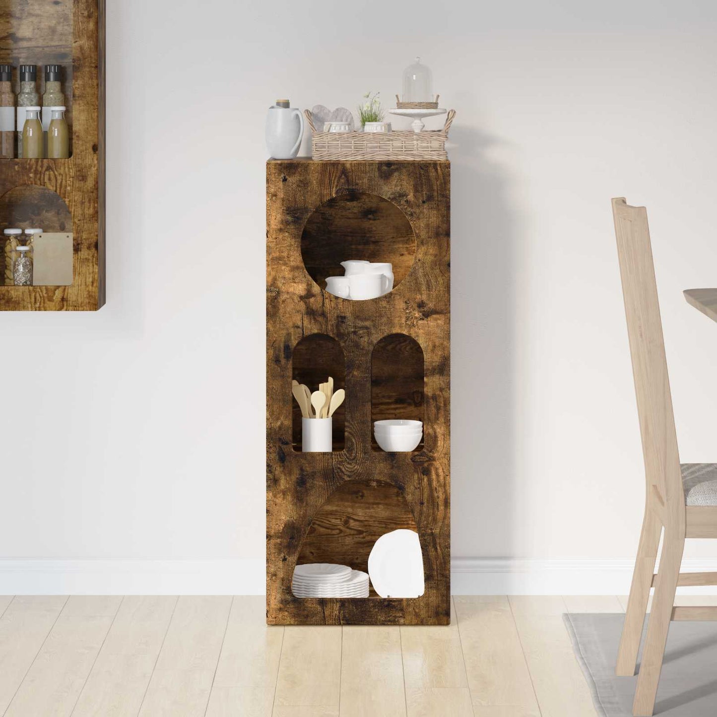 vidaXL Sideboard ELST Smoked Oak 40 x 35 x 100.5 cm Engineered Wood