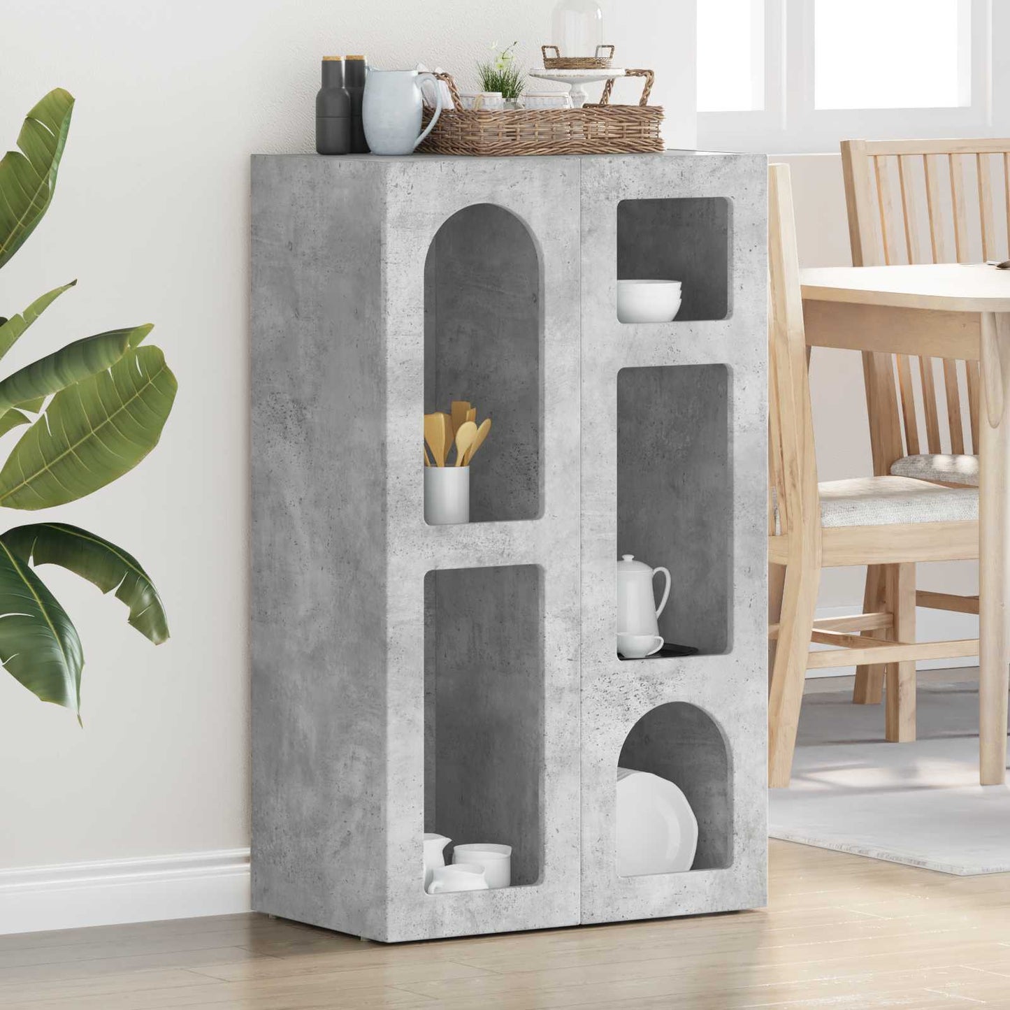 vidaXL Sideboard ELST Concrete Grey 59 x 35 x 100.5 cm Engineered Wood