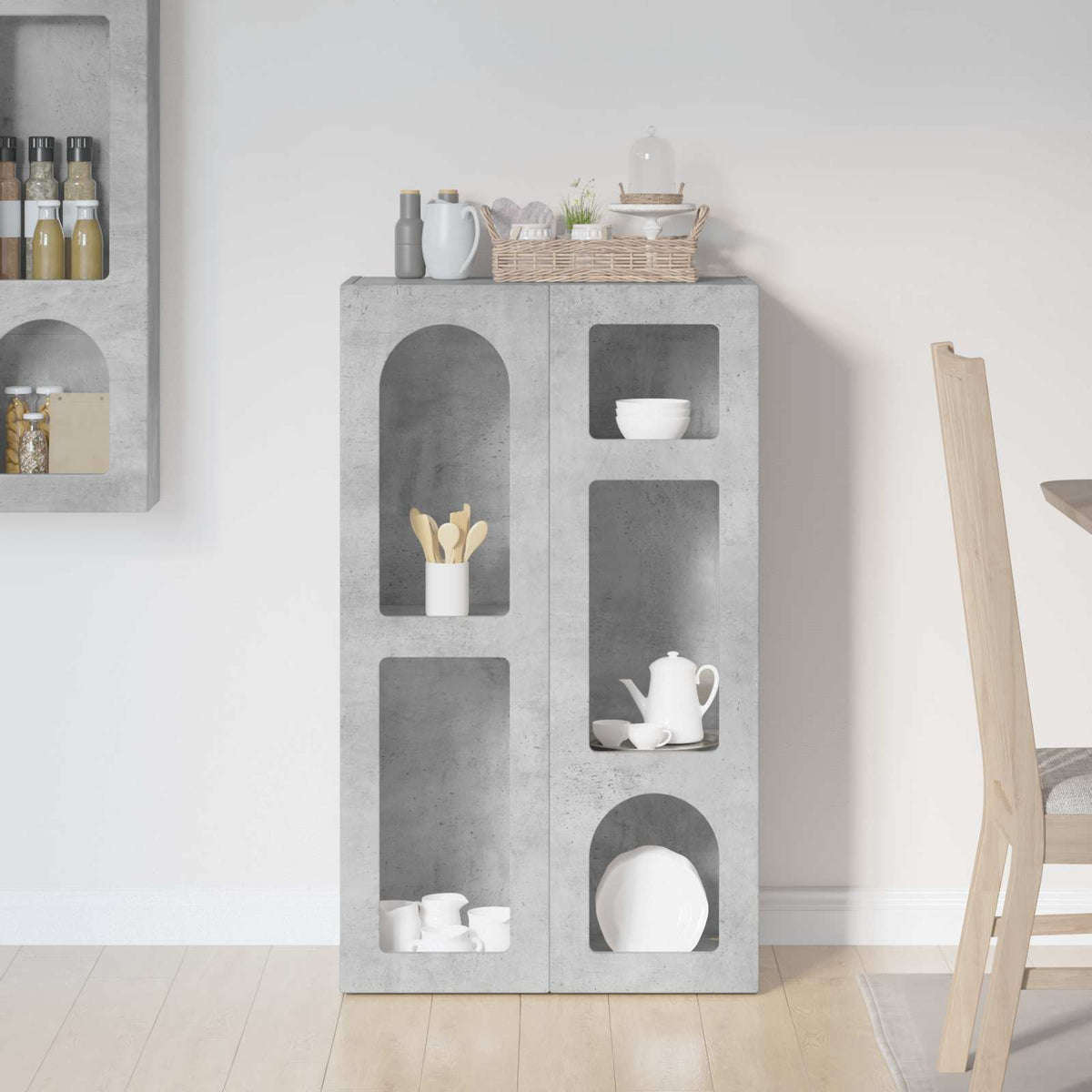 vidaXL Sideboard ELST Concrete Grey 59 x 35 x 100.5 cm Engineered Wood