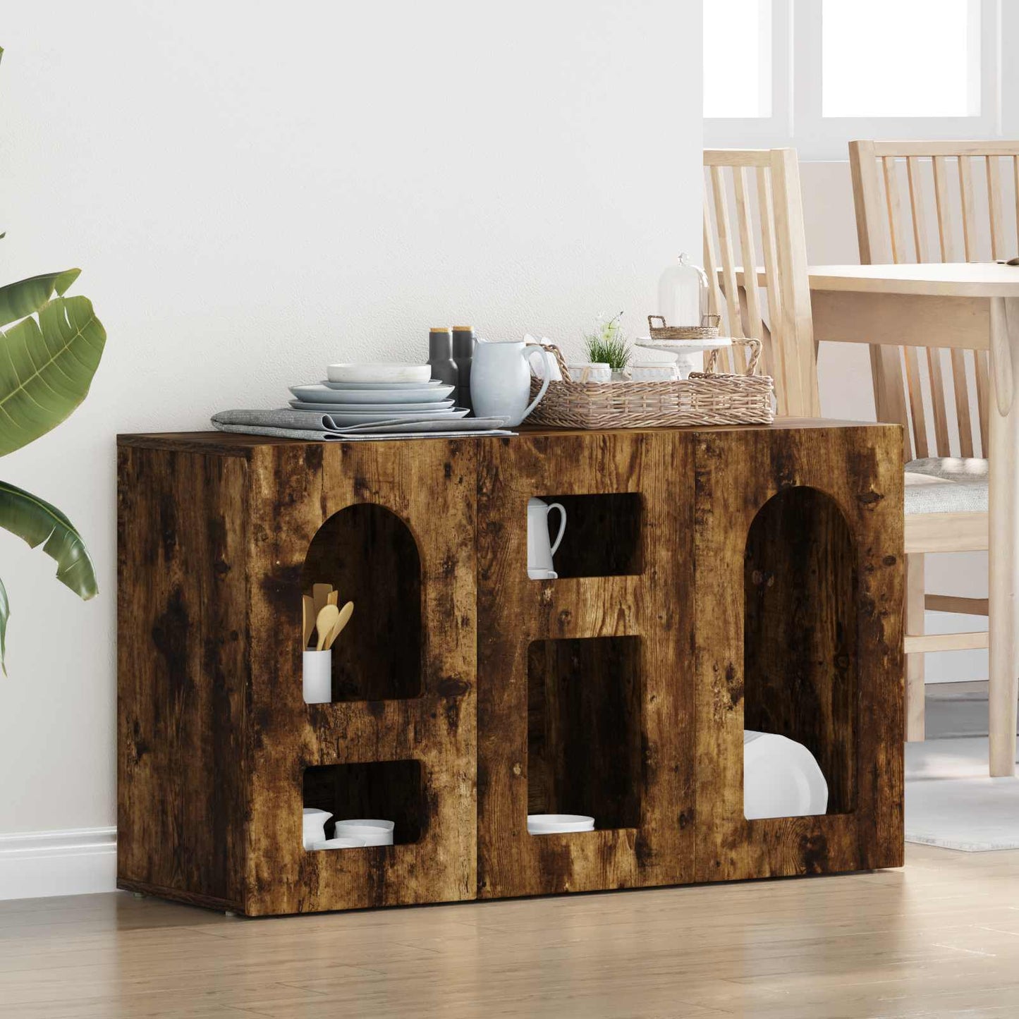vidaXL Sideboard ELST Smoked Oak 100 x 35 x 59 cm Engineered Wood