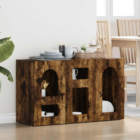 vidaXL Sideboard ELST Smoked Oak 100 x 35 x 59 cm Engineered Wood