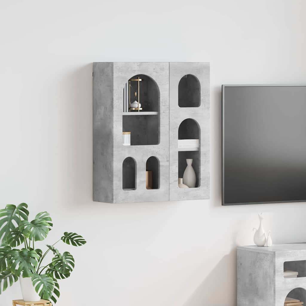 vidaXL Hanging Cabinet with Shelf ELST Concrete Grey 59 x 20 x 71.5 cm