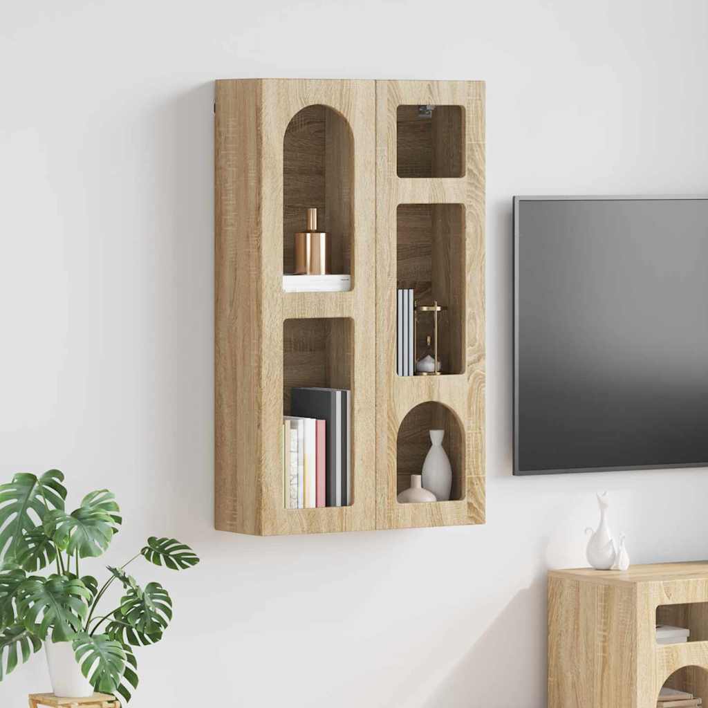 vidaXL Hanging Cabinet with Shelf ELST Sonoma Oak 59 x 20 x 100 cm