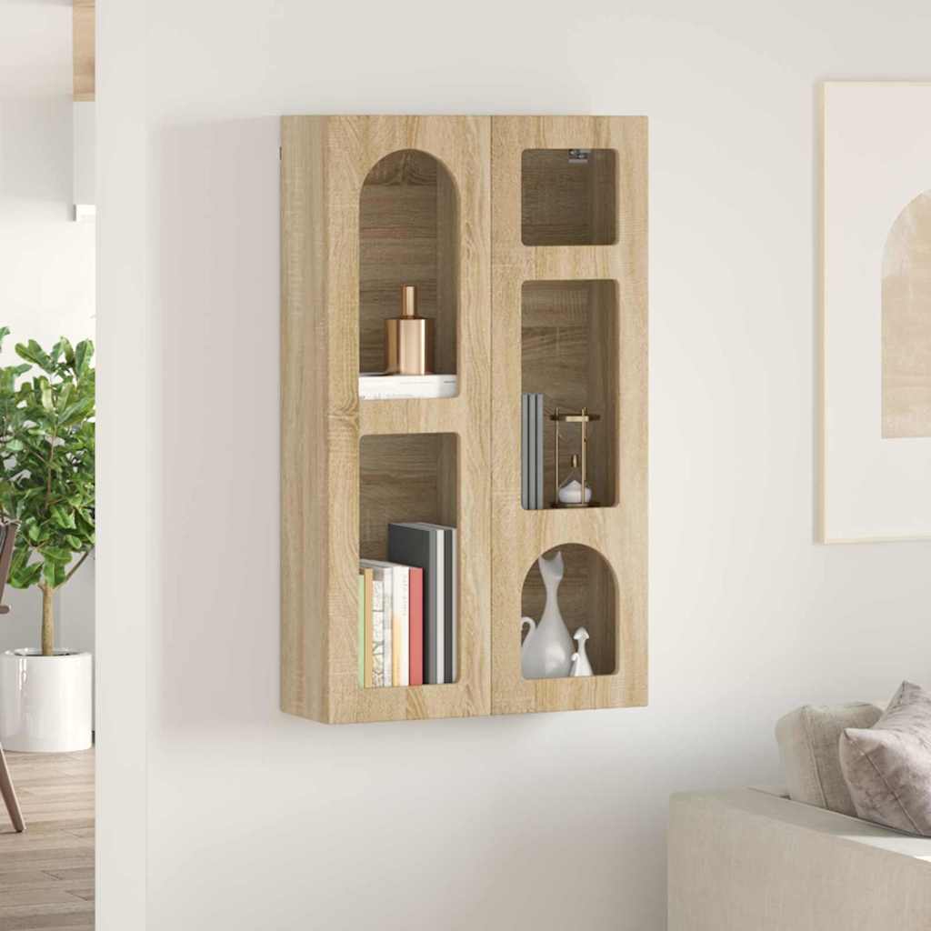 vidaXL Hanging Cabinet with Shelf ELST Sonoma Oak 59 x 20 x 100 cm