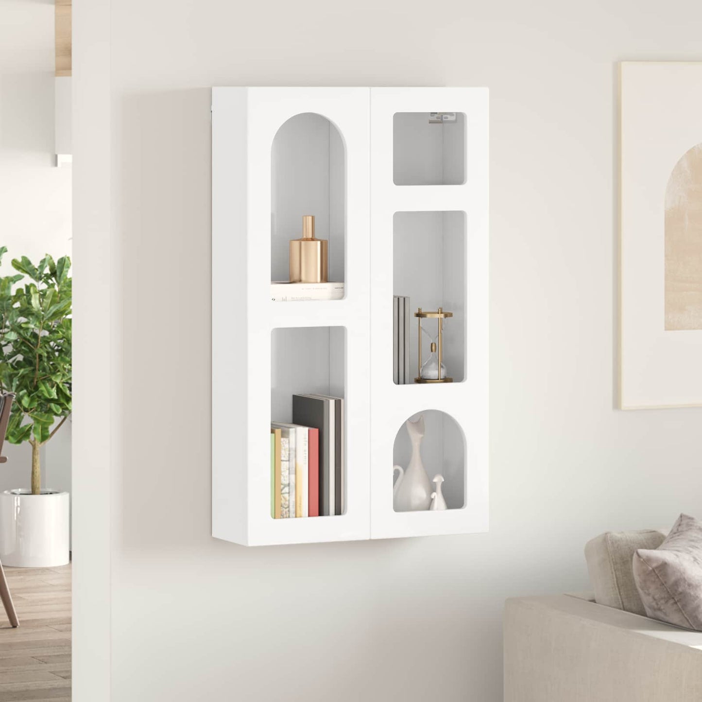 vidaXL Hanging Cabinet ELST High Gloss White 59 x 20 x 100 cm