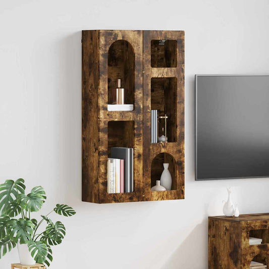 vidaXL Hanging Cabinet with Shelf ELST Smoked Oak 59 x 20 x 100 cm