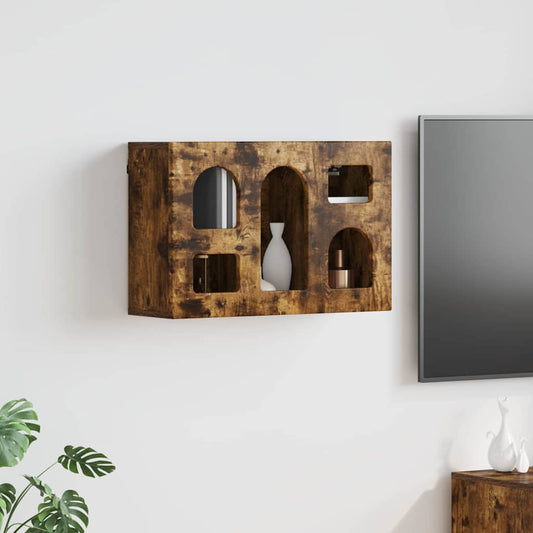 vidaXL Hanging Cabinet with Shelf ELST Smoked Oak 60 x 20 x 40 cm